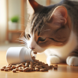 cat eating supplements