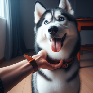 petting makes husky happy